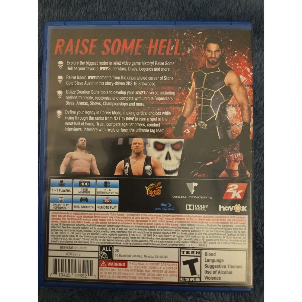 WWE 2K16 (PS4 PlayStation 4 CIB) Steve Austin - Tested